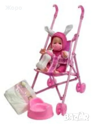 Бебе в количка с гърне и биберон 160497, снимка 6 - Кукли - 48271697