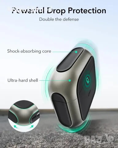 ESR Orbit Hybrid калъф за AirPods 4 – Titanium, MagSafe съвместим, снимка 6 - Аксесоари за Apple - 55914407