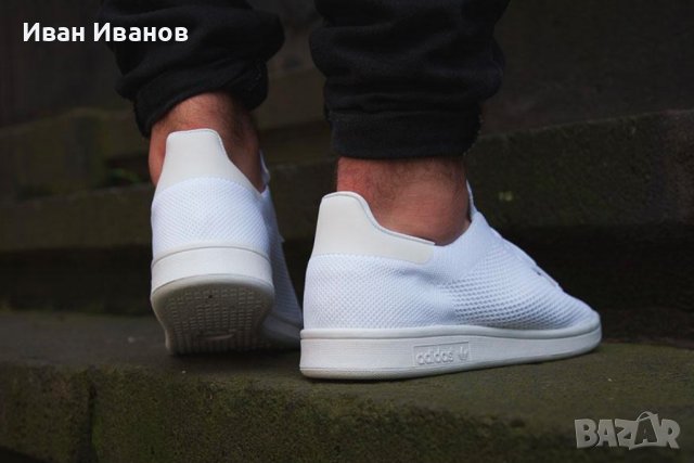 маратонки  ADIDAS ORIGINALS STAN SMITH PRIMEKNIT "TRIPLE WHITE" номер 42.5-43 1/3, снимка 3 - Маратонки - 41376844