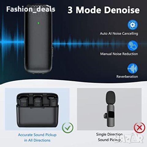 Нови 2 броя Безжичен лавалерен микрофон за тип C с калъф Android за зареждане , снимка 2 - Микрофони - 41920962