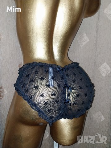  VICTORIA SECRET L/G Ефирна черна бикина с отворено дупе, снимка 3 - Бельо - 42489109