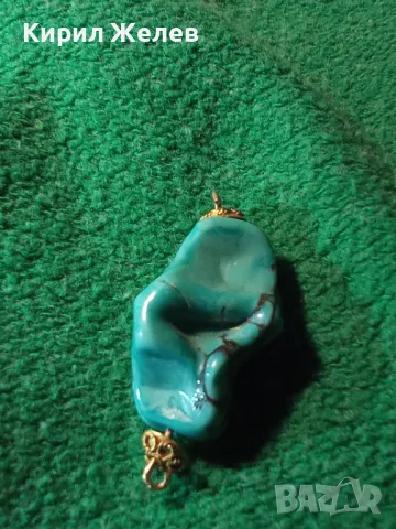 СТАРИНЕН ФИЛИГРАННО УКРАСЕН ПОСРЕБРЕН НАКИТ ВИСУЛКА с НАТУРАЛЕН ТЮРКОАЗ 20156, снимка 7 - Антикварни и старинни предмети - 35596739