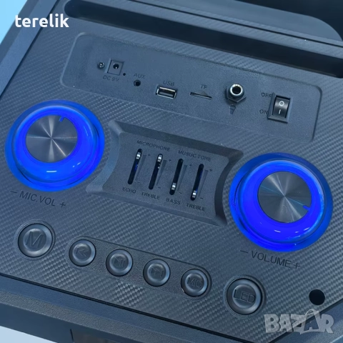 🔊 ABS-12202 – 12”×2 Xbass 200W 6000mah-50лв Професионална караоке тонколона, Bluetooth, 2 микрофонa, снимка 11 - Тонколони - 51831350