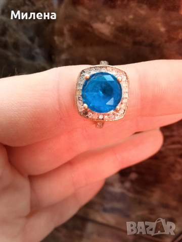 Сребърен пръстен с позлата 