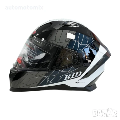 КАСКА ЗА МОТОР С ОЧИЛА, Размери S, M, L, XL - Черно/Бяло - 721435, снимка 2 - Аксесоари и консумативи - 51224890