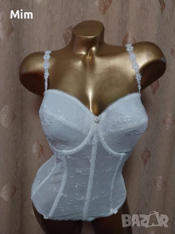 75 Е Бял дантелен корсет , снимка 6 - Корсети, бюстиета, топове - 50500987