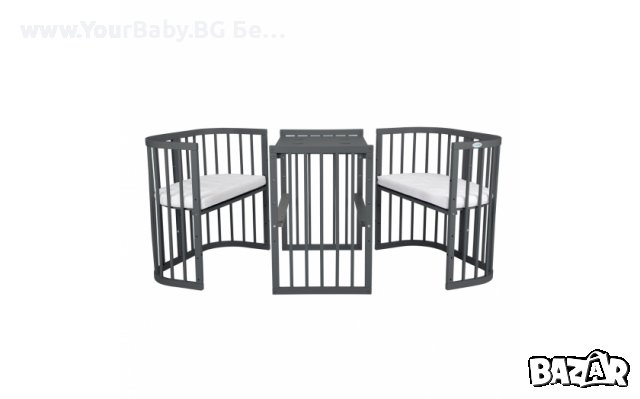 Кошара за Бебе, Детско Легло Смарт 7в1 с Матрак - Цвят Графит, снимка 13 - Кошарки - 39410983