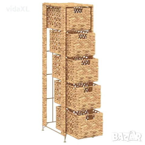 vidaXL Скрин с 5 чекмеджета-кошници, 25,5x37x100 см, воден хиацинт, снимка 7 - Скринове - 56146374