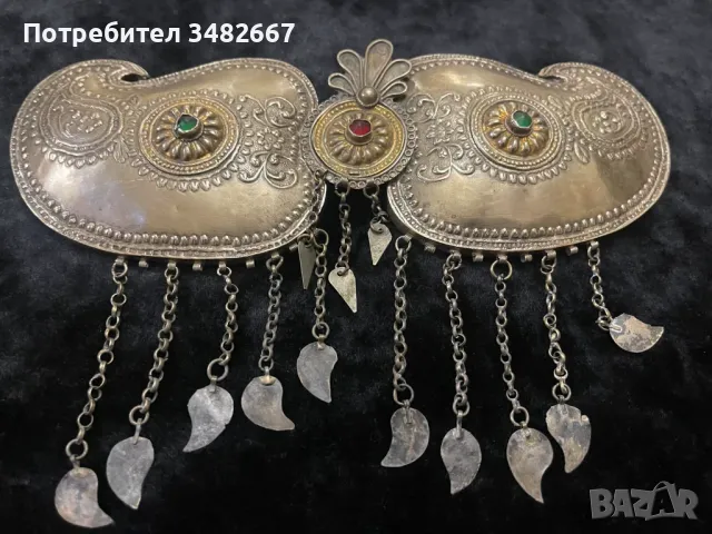 Сребърна  с позлата автентична пафта колекционерска, снимка 1