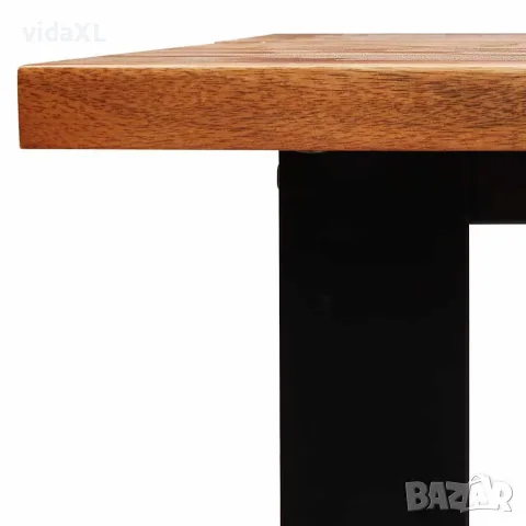 vidaXL Трапезна маса с жив ръб 140x80x75 см масивна акация, снимка 8 - Маси - 56147310