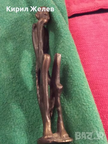 СТАРА БРОНЗОВА АФРИКАНСКА СТАТУЕТКА РЪЧНА ЕТНО АРТ ИЗРАБОТКА УНИКАТ с ТЪМНА ПАТИНА ФИГУРА 16647, снимка 3 - Статуетки - 31697021