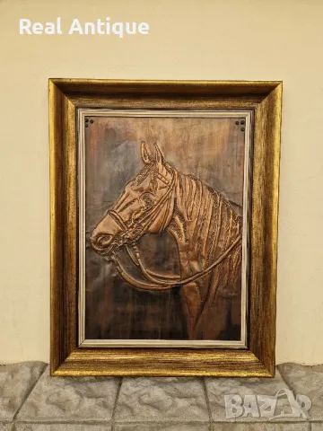 Страхотна голяма антикварна колекционерска медна картина пано 