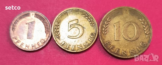 Германия 1 , 5 и 10 пфенига 1950 година