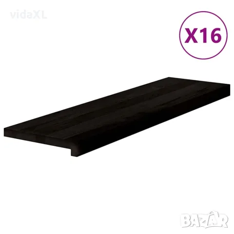 vidaXL Стълбищни стъпала, 16 бр, кафяво-черни, 90x25x2 см, дъб масив