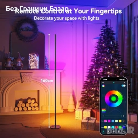 Нови 2 броя LED ъглови лампи с приложение, 16М цвята, парти и гейминг осветление, снимка 4 - Други - 51767836