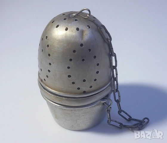 Ретро цедка/яйце за чай с чашка, снимка 2 - Антикварни и старинни предмети - 51708921