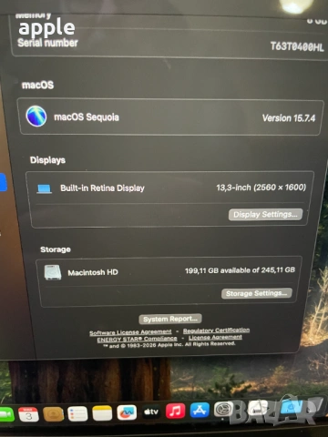 13" M2 MacBook Pro A2338 (2022) Space Gray, снимка 10 - Лаптопи за работа - 53692554