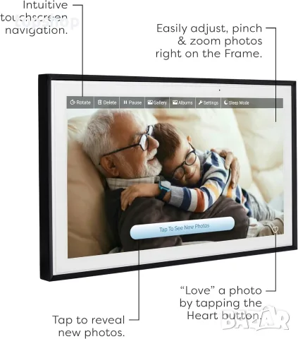 Нова най висок клас дигитална Wi-Fi фоторамка Skylight Frame 15 инча (Android / Model: 150-FRM)  , снимка 8 - Друга електроника - 55874315