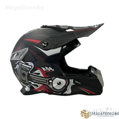 Кросова каска 188 - разбер M - Matt Black/Grey Red