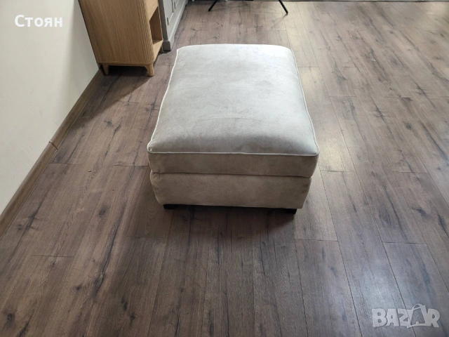 Кремава табурека от плат с функция ракла, снимка 3 - Дивани и мека мебел - 53699326