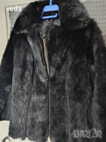 Късо кожено палто/яке естествен косъм с цип М/S УНИСЕКС, снимка 4 - Якета - 53258469