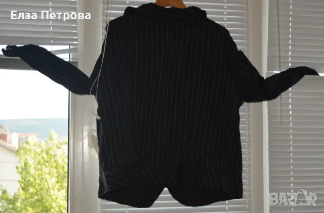 Дамско черно пролетно-есенно сако на райе; 3XL÷5XL, снимка 3 - Сака - 42081139