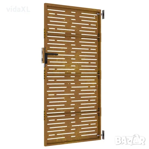 vidaXL Градинска порта 85x200 см, кортенова стомана, квадратен дизайн, снимка 10 - Огради и мрежи - 56146164