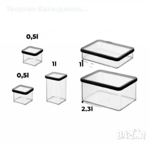 Комплект от 5 контейнера за съхранение, снимка 2 - Кутии за храна - 48845244