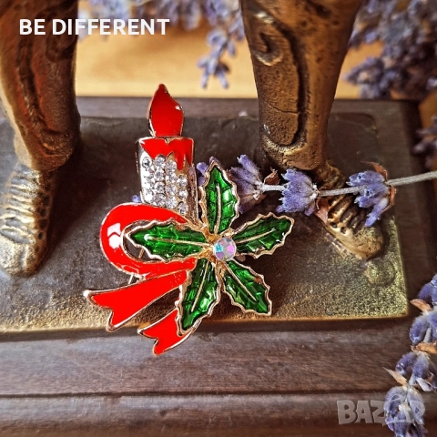 брошка коледна свещ