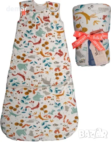 Folk & Thread Organic 2.5 бебешки спален чувал, Идеален за стаи с температура 16-20C, 3-18 месеца