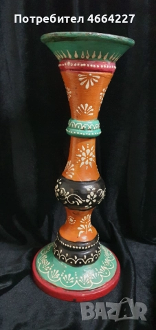 Уникален ръчно рисуван дървен свещеник , снимка 4 - Декорация за дома - 52668733