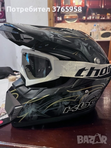 Каска с очила за мотокрос, ендуро, носена е 2/3 пъти!, снимка 2 - Аксесоари и консумативи - 52899154