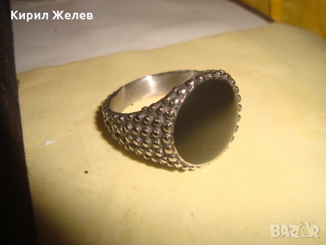 СТОМАНЕН МОДЕН АРТ МОДЕЛ МАСИВЕН ПРЪСТЕН НЕРЪЖДАЕМА ОКСИДИРАНА СТОМАНА ГРАНУЛАЦИЯ НОВ 17033, снимка 3 - Пръстени - 34507871