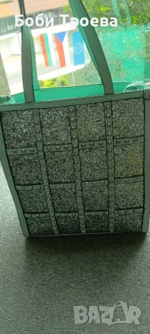 Елегантна дамска чанта от висококачествена еко кожа – стил и клас,изработена е в тюркоазено зелено, снимка 4 - Чанти - 50614720