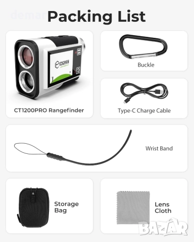 Голф далекомер CIGMAN 1312 ярда, компенсация на наклона, 25 мм окуляр, сензорен екран, снимка 9 - Голф - 51492490