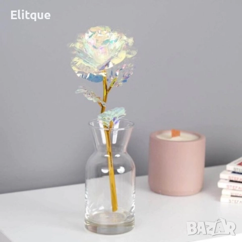 Роза в цветовете на дъгата – изискан подарък за любов и благодарност, снимка 5 - Декорация за дома - 52853480