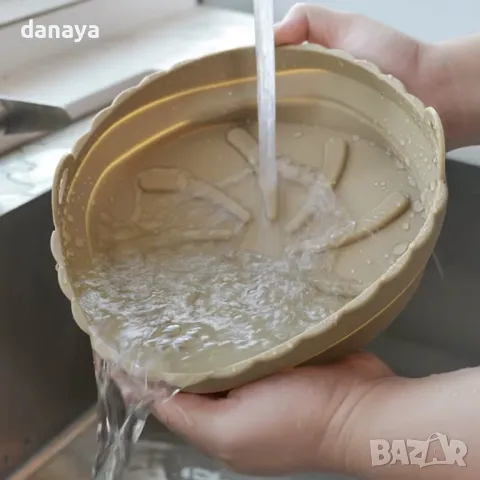 5520 Сгъваема силиконова тавичка за еър фрайър форма за Airfryer, 20 см, снимка 3 - Съдове за готвене - 48168838