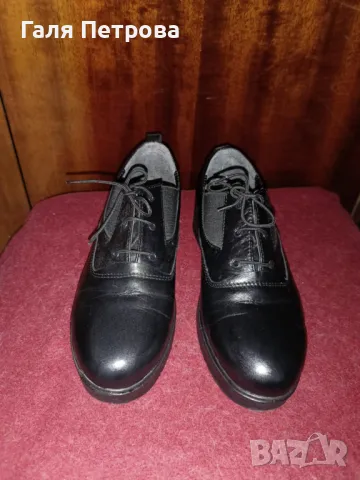 Нови черни дамски оксфордки от естествена кожа
