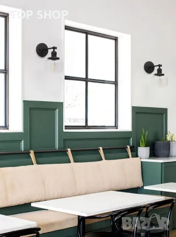 JIMUBEAM индустриална ретро стенна лампа стъклен абажур с прозрачни райета, снимка 4 - Лампи за стена - 49731234