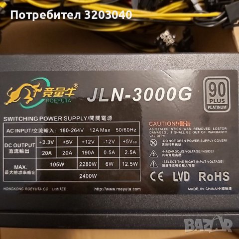 Захранване за компютър JLN-3000G 2400W