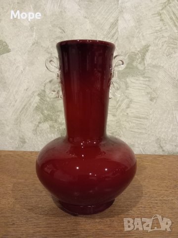 стъклена ваза червено стъкло , снимка 4 - Вази - 42500409