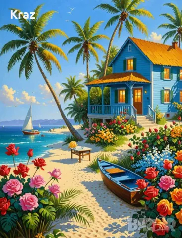 Диамантен Гоблен Къща край морето 30/40, снимка 1