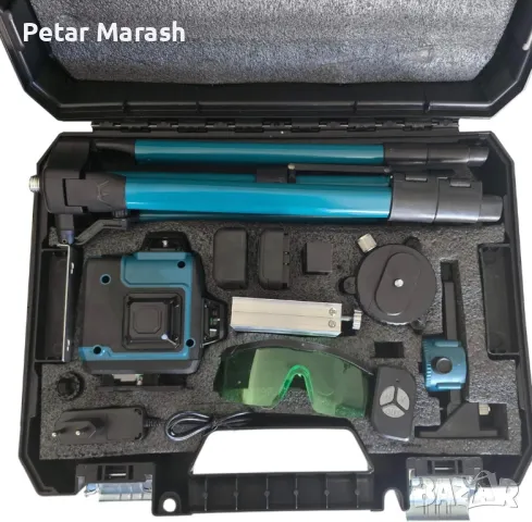 Самонивелиращ Лазерен Нивелир 4D с 16 Линиии Зелен Лазер и Тринога в Куфар, снимка 6 - Измервателни инструменти - 50409474