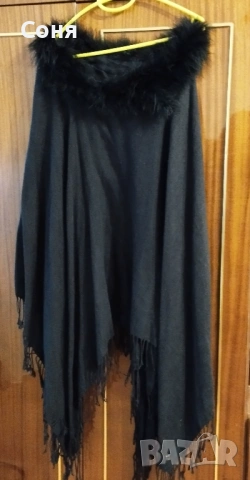 Пончо с яка от естествена кожа, снимка 8 - Палта, манта - 53067847