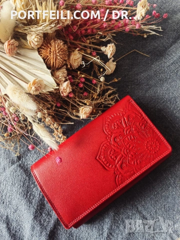  Дамско RFID портмоне от козя кожа, с мотив Мандала, Friedrich Germany 