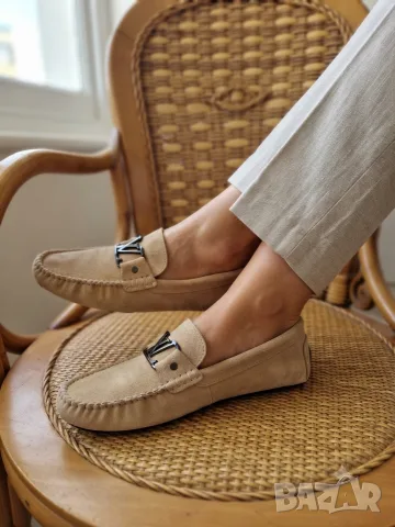 Мъжки мокасини Louis Vuitton естесвен велур
