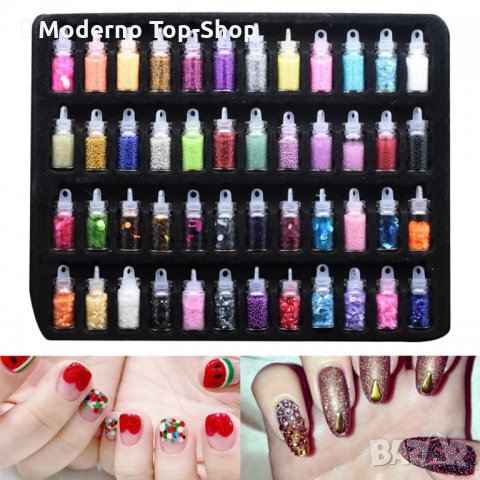 Комплект 48 бутилки за АРТ маникюр и декорация., снимка 5 - Продукти за маникюр - 33425453