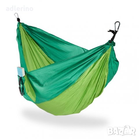 Хамак, люлка висящо легло, къмпинг люлка, хамак за пикник, хамак за градина, 200 кг, светло зелен цв