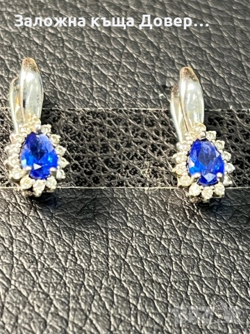 Сребърни обеци естествен САПФИР  чисто нови 925 silver obeci 