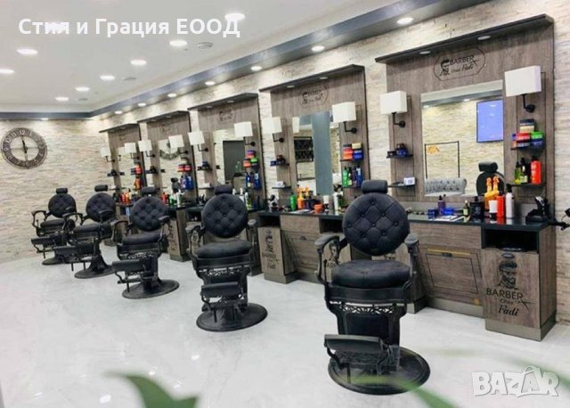 Бръснарски стол Clint B - черен/кафяв, снимка 7 - Бръснарски столове - 28442945